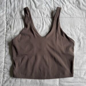 Women's Ribbed V-Neck Top - Brown